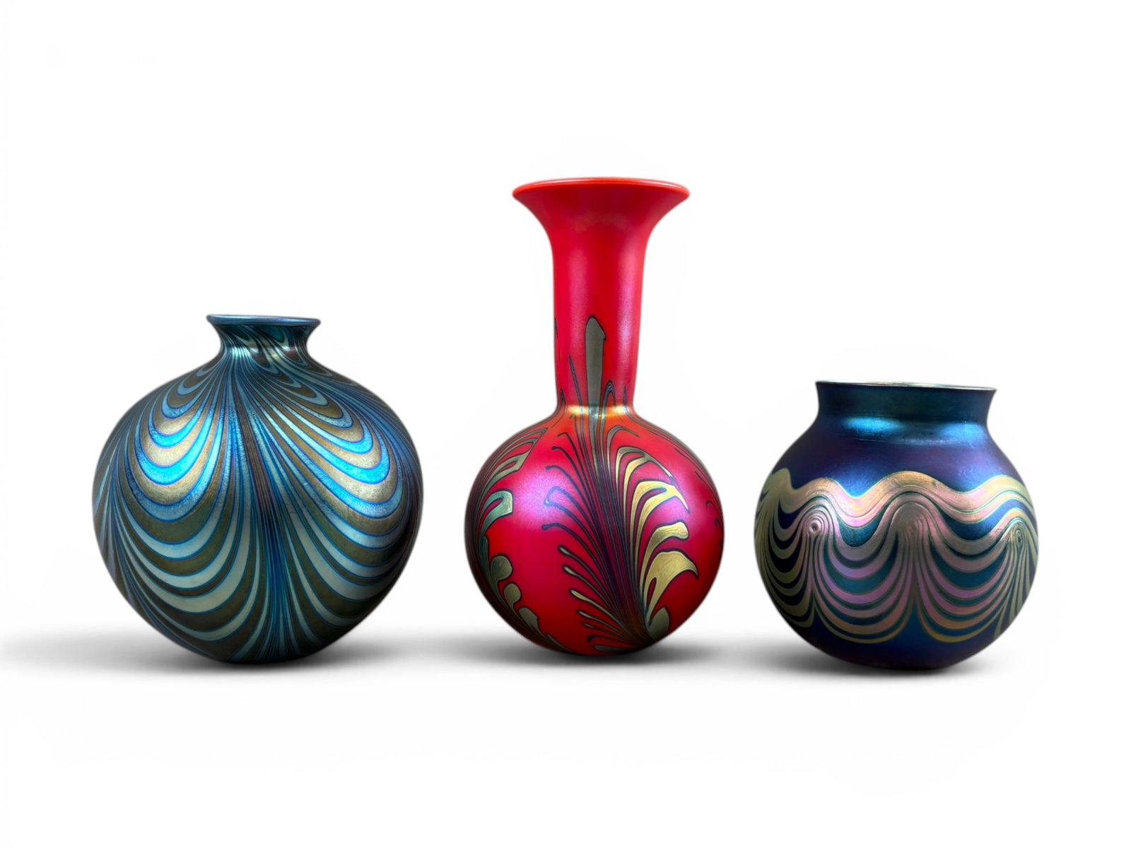 (3) Charles Lotton Art Glass Vases (1 of 14)