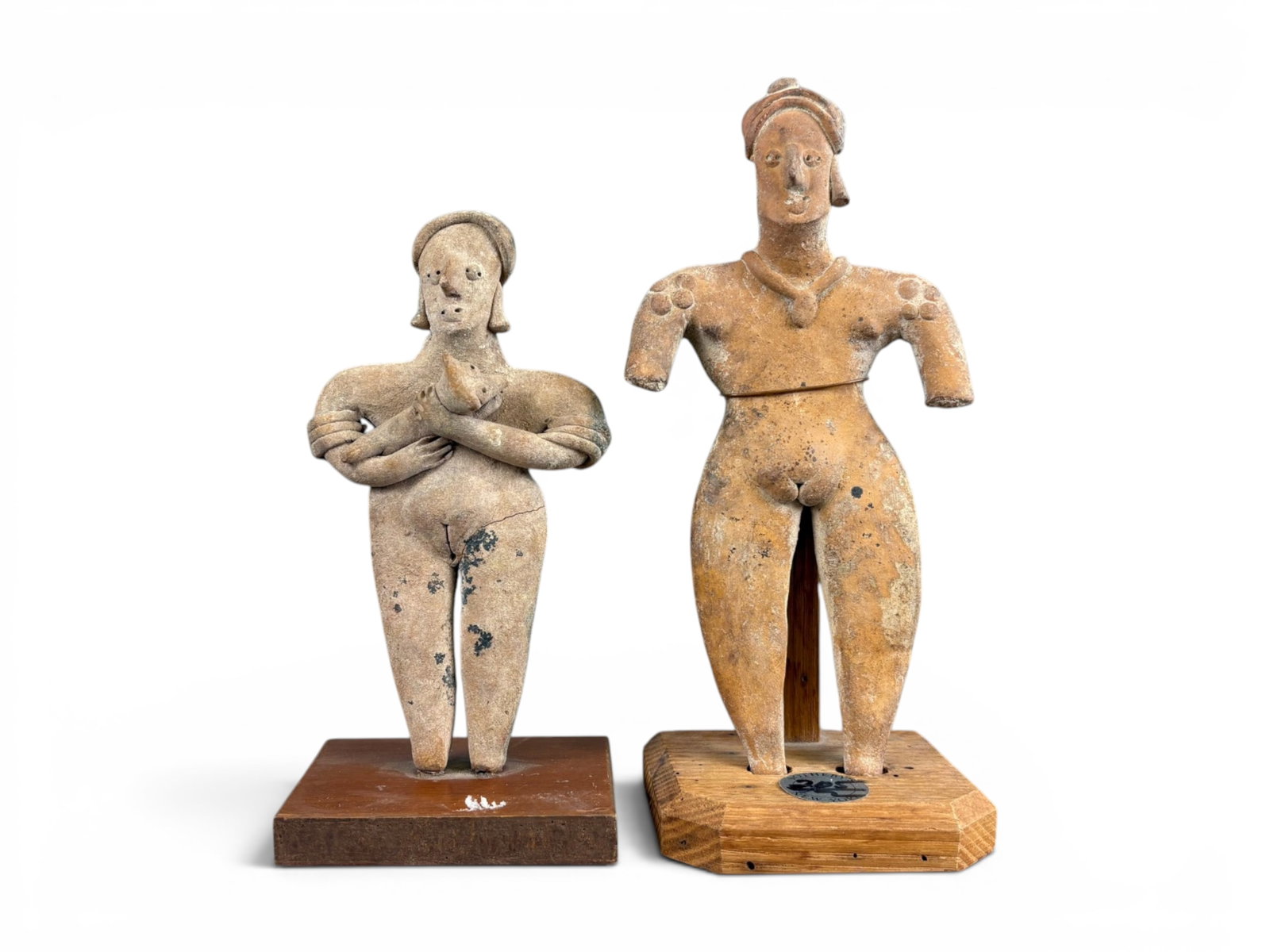 (2) Pre-Columbian Pottery Figures Incl. With Dog (1 of 10)