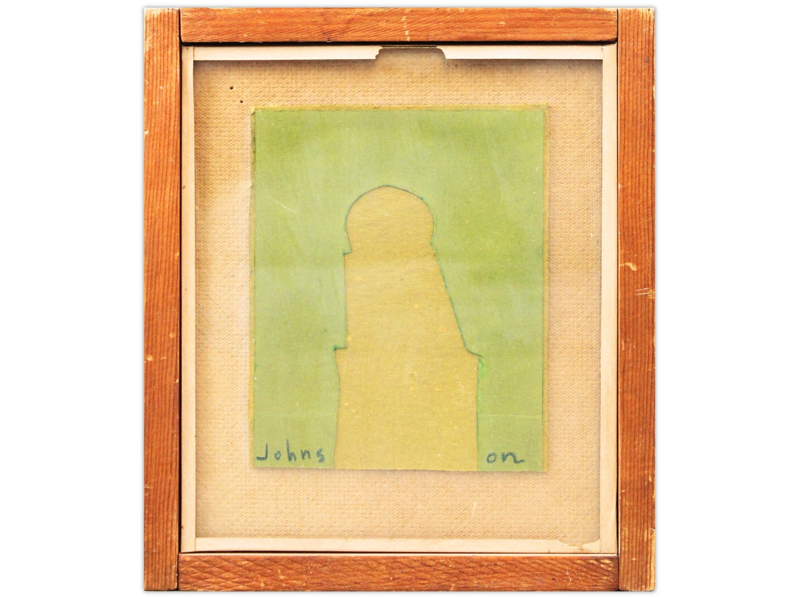 Ray Johnson Collage 1959: Ray Johnson, 1959. Untitled collage, 4 1/8 x 5 in., signed. Framed by Buecker, with Condon Riley Gallery label on reverse bearing handwritten note: ?Ray Johnson Collage March, 1959 Collection-Rob?t B?