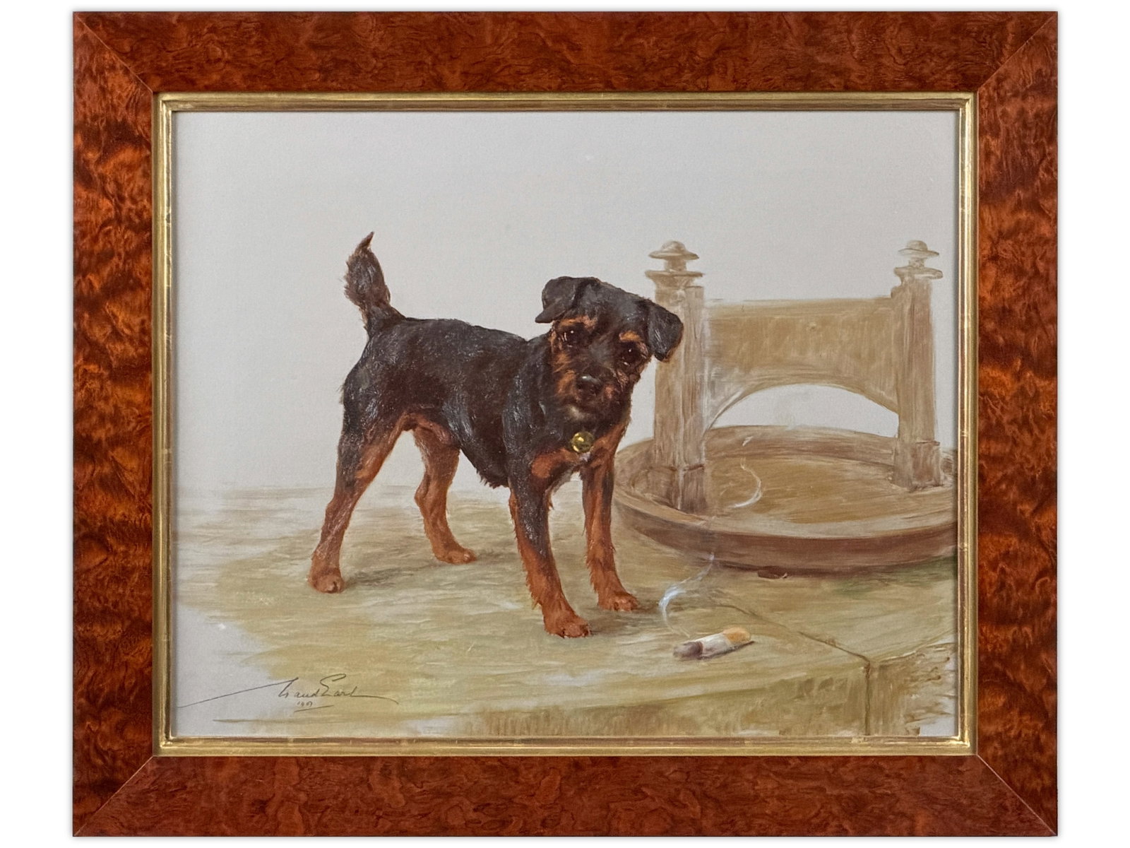 Maud Earl, "Terrier Pup" Oil on Canvas Painting (1 of 2)