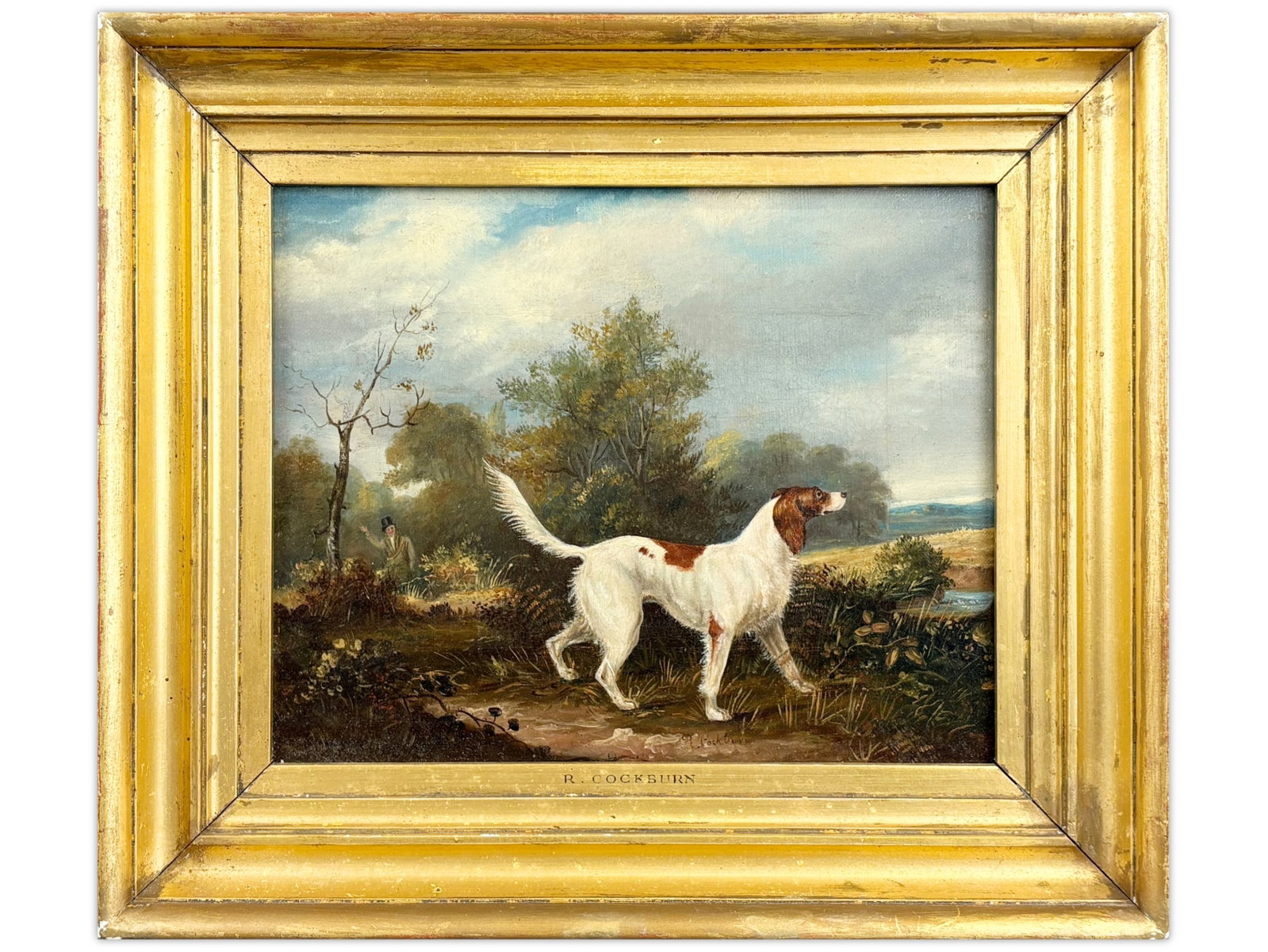 R. Cockburn, Oil on Canvas "Setter" in Landscape (1 of 6)