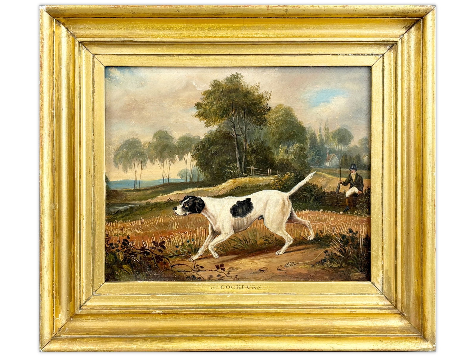 R. Cockburn, Oil on Canvas "Pointer" in Landscape (1 of 4)