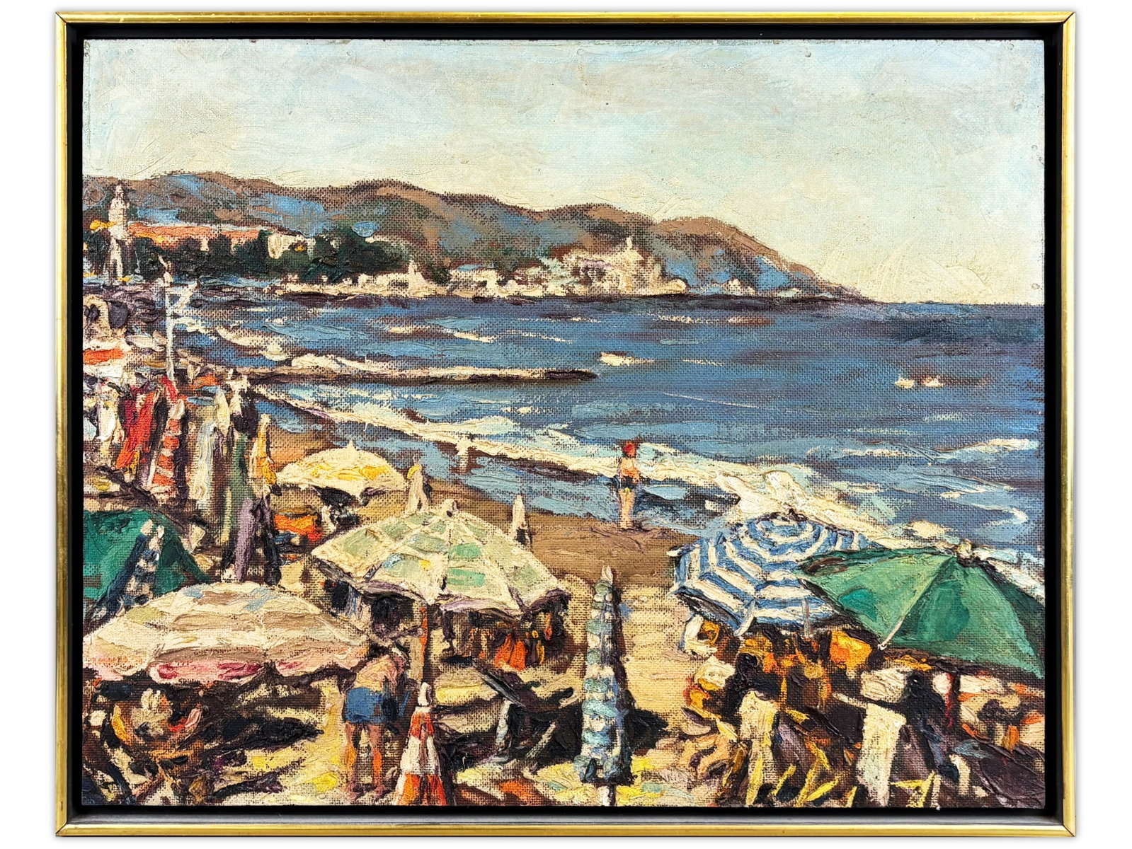 Oil on Board Beach Scene. Identified on Back: Back says "New York" 18" x 23" Unsigned. This lot is being offered on behalf of the New York County Public Administrators Office from the Estate of Perkins (250051) Shipping: Weiss Auctions offers ful