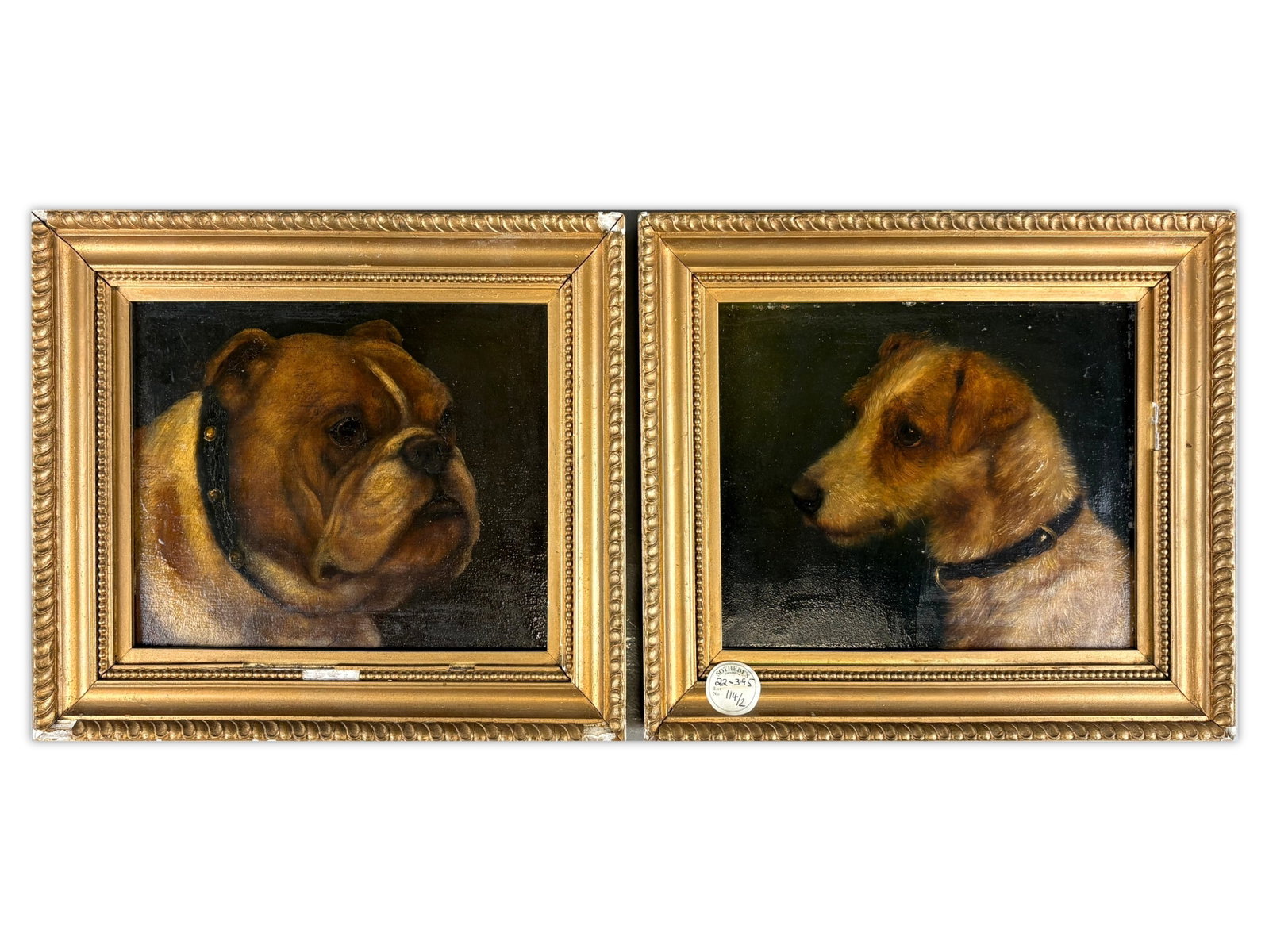 Pair of 19th Century Dog Paintings, Unsigned (1 of 7)