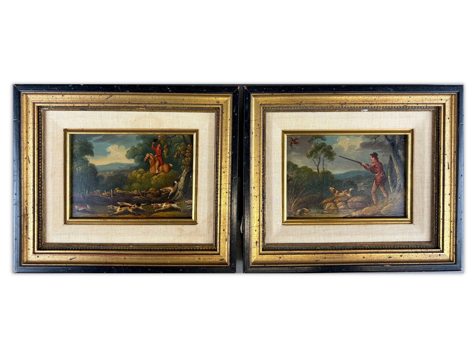 Pair of 19th Century Dog Hunting Scene Oils (1 of 5)