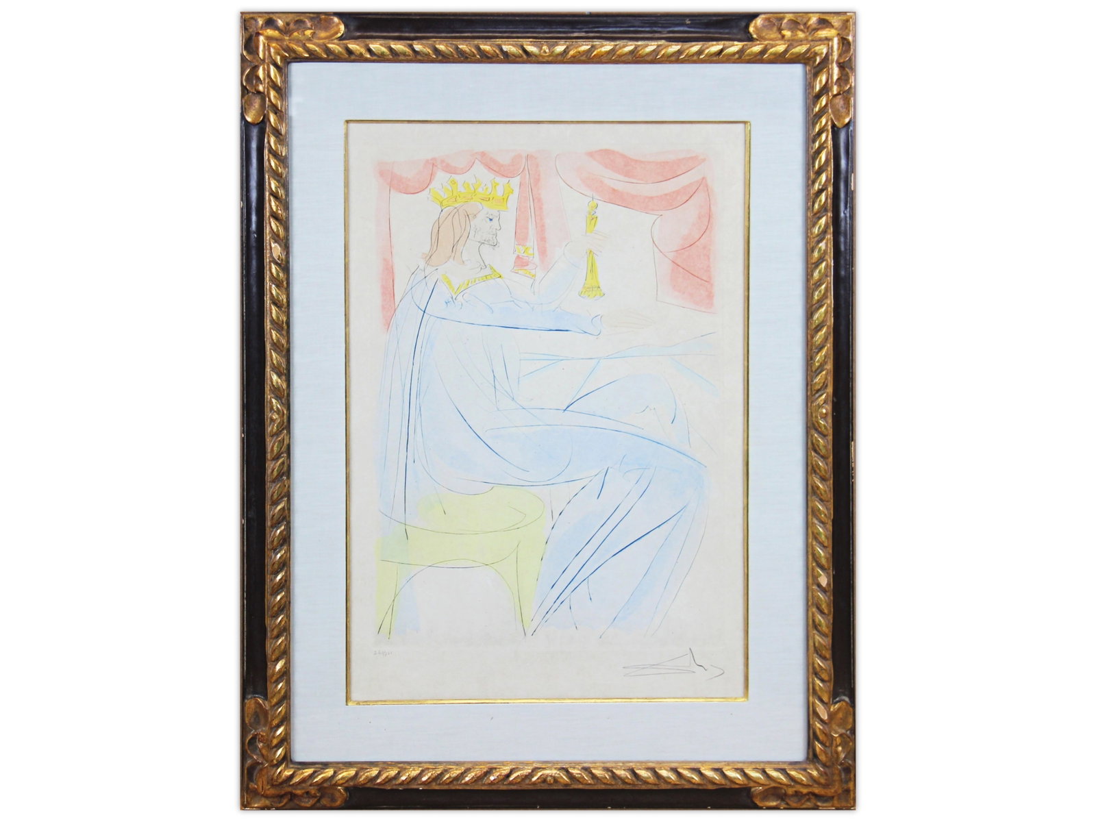 Salvador Dali Drypoint Etching, King Solomon: Offered is a limited edition drypoint etching by Salvador Dali (French, 1904-1989), titled "King Solomon", Historical Heritage Suite. Hand signed lower right, pencil numbered 260/300 lower left, and p