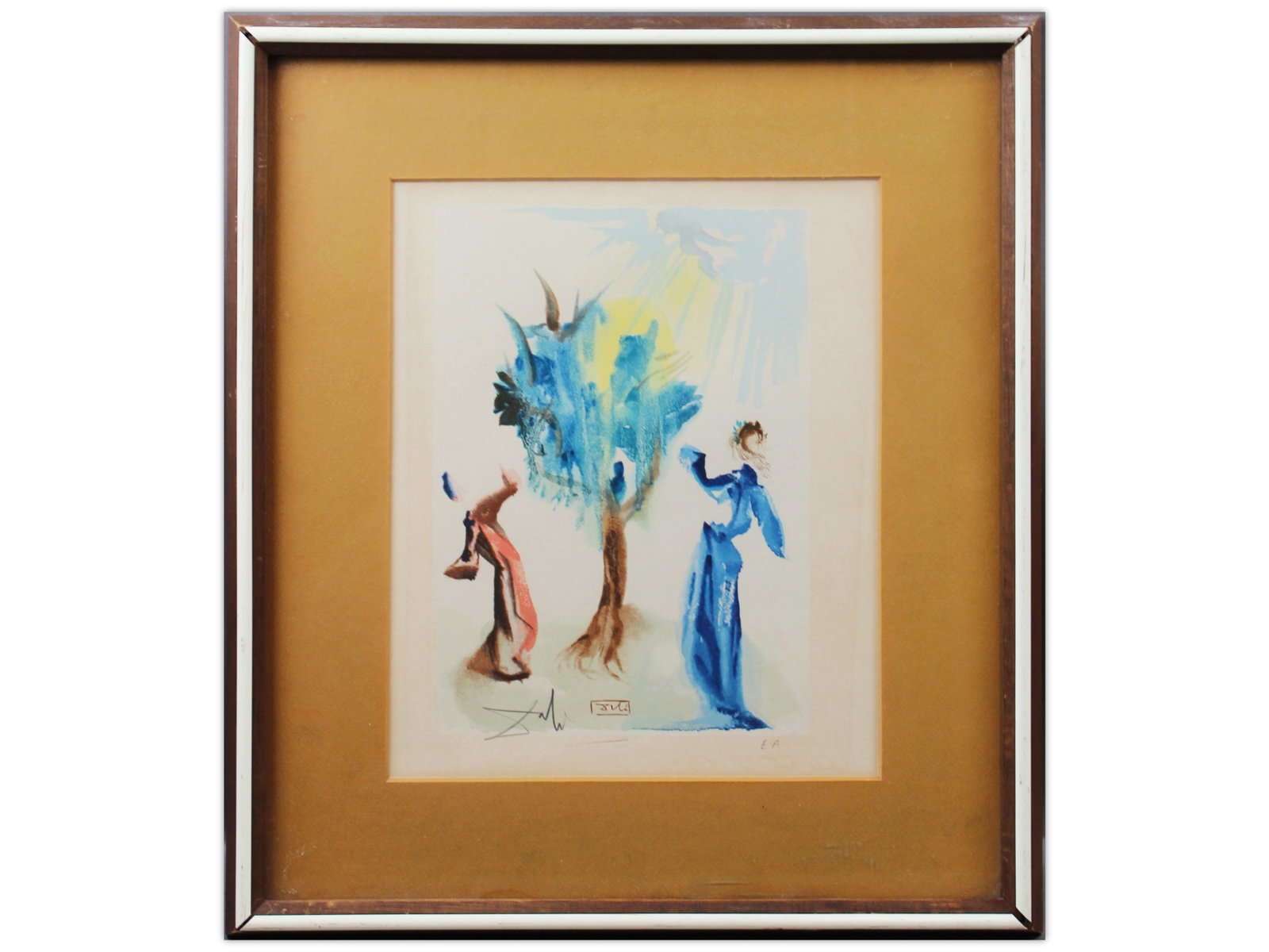 Salvador Dali Woodcut, Tree of Penitence, 1960s: Offered is an original woodcut by Salvador Dali (French, 1904-1989), titled "Tree of Penitence", circa 1960's. Hand signed in pencil lower left, penciled lower right "E.A" (artist proof). Image size s