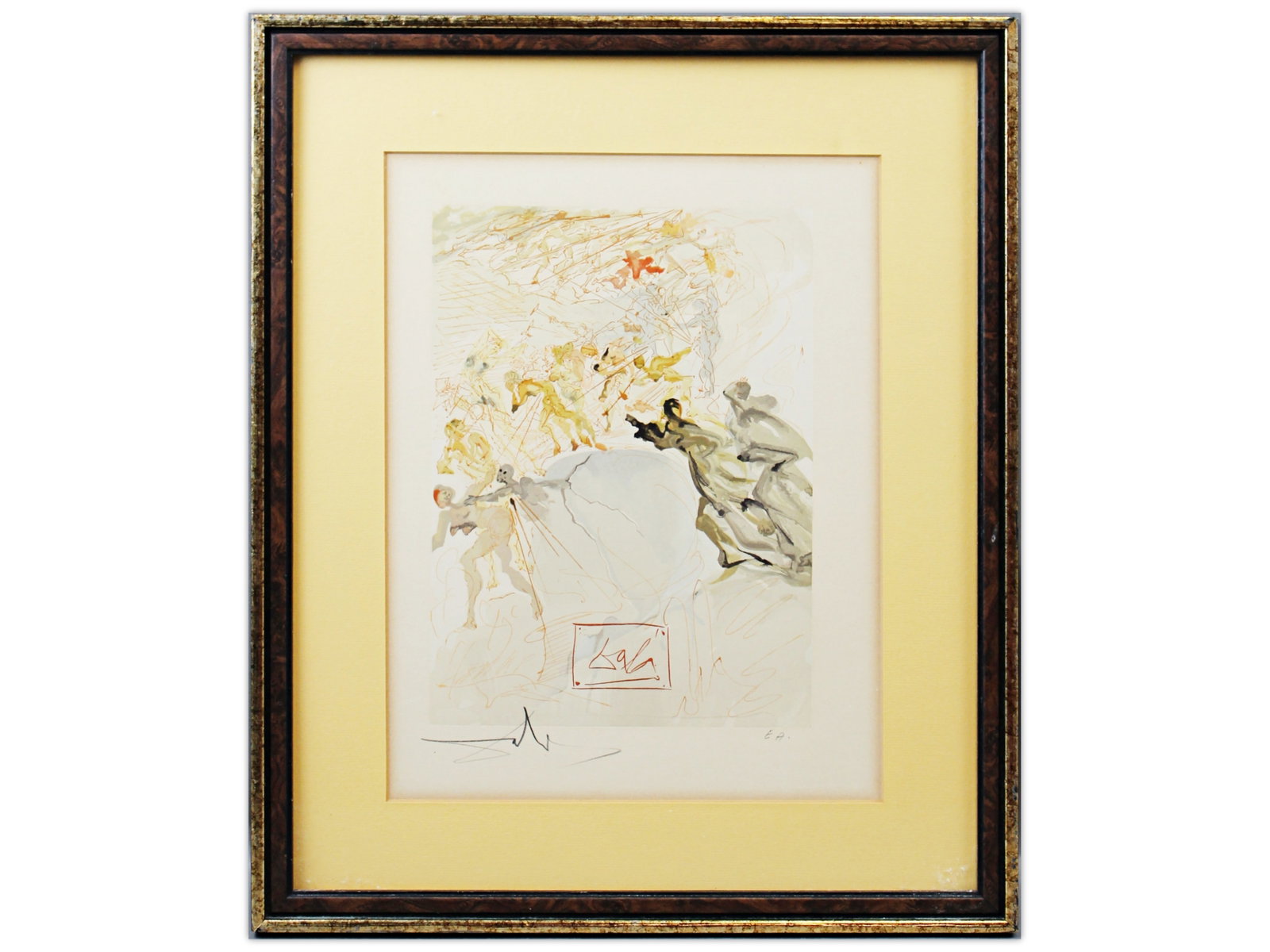 Salvador Dali Woodcut, Mounting Seventh Terrace (1 of 3)