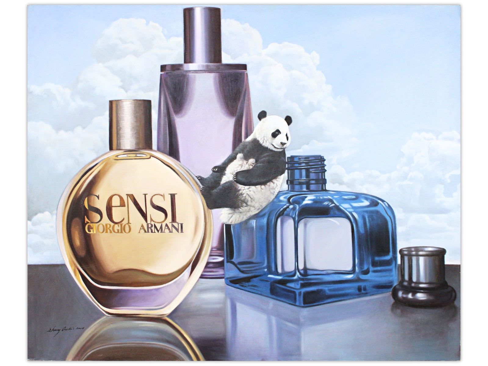 Qikai Zhang, Oil on Canvas "Panda & Perfume" 2006 (1 of 2)