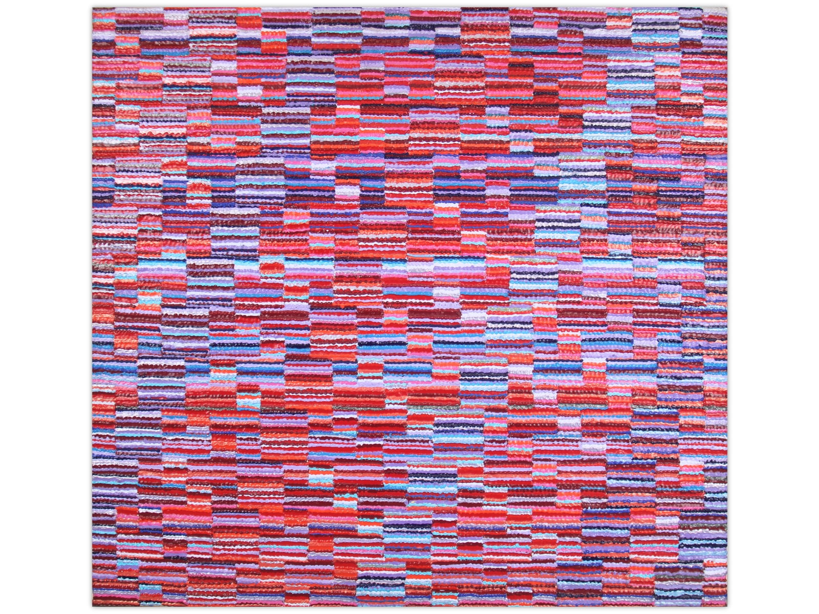 Dee Shapiro, Acrylic on Canvas "Chromatism Series": Dee Shapiro (American, b.1936), acrylic on canvas from the Chromatism Series #5, 1978. Approx. 24" x 26". Signed, dated, and inscribed on the verso "Dee Shapiro / 1978 / Chromatism Series #5".