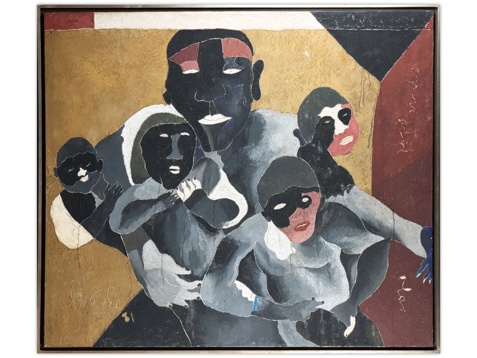 Javier Arevalo (1937-2020), Oil on Canvas: Oil on canvas signed and dated lower left 1981. Sight size approx. 43" x 51", overall frame size approx. 45 1/2" x 53". This lot is being offered on behalf of the New York County Public Administrators