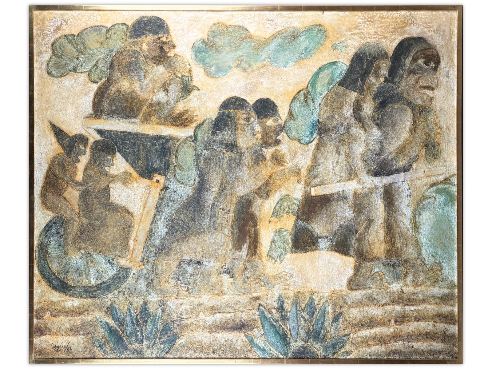 Javier Arevalo (1937-2020), Oil on Canvas: Oil on canvas signed and dated lower left 1982. Sight size approx. 43" x 54", overall frame size approx. 46 1/2" x 56". This lot is being offered on behalf of the New York County Public Administrators