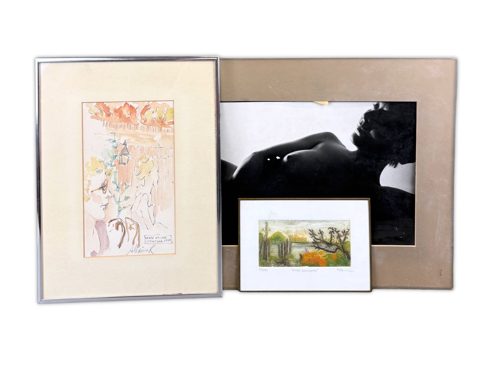 (3) Piece Estate Lot: Lot includes Original signed photo by Robert Del Tredici. 9" x 13" photo of a nude Woman with small scrape to image and two other pieces of art. This lot is being offered on behalf of the New York