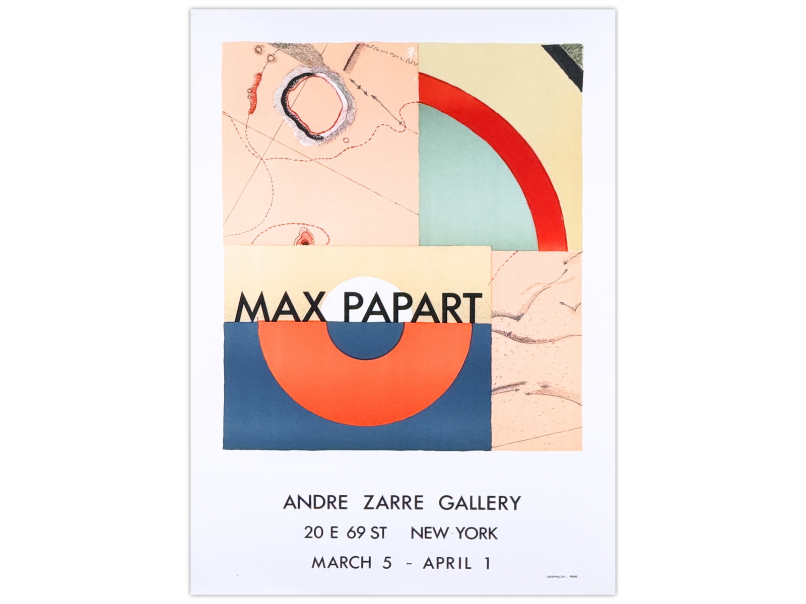 (60) Max Papart, Exhibition Posters, Andre Zarre: Offered is a group of (60) "Max Papart" Exhibition Posters, Andre Zarre Gallery NYC, circa 1970. Printed in Paris. Each approx. 20.5" x 29-1/8". Each has some light edge and corner wear, there are a f