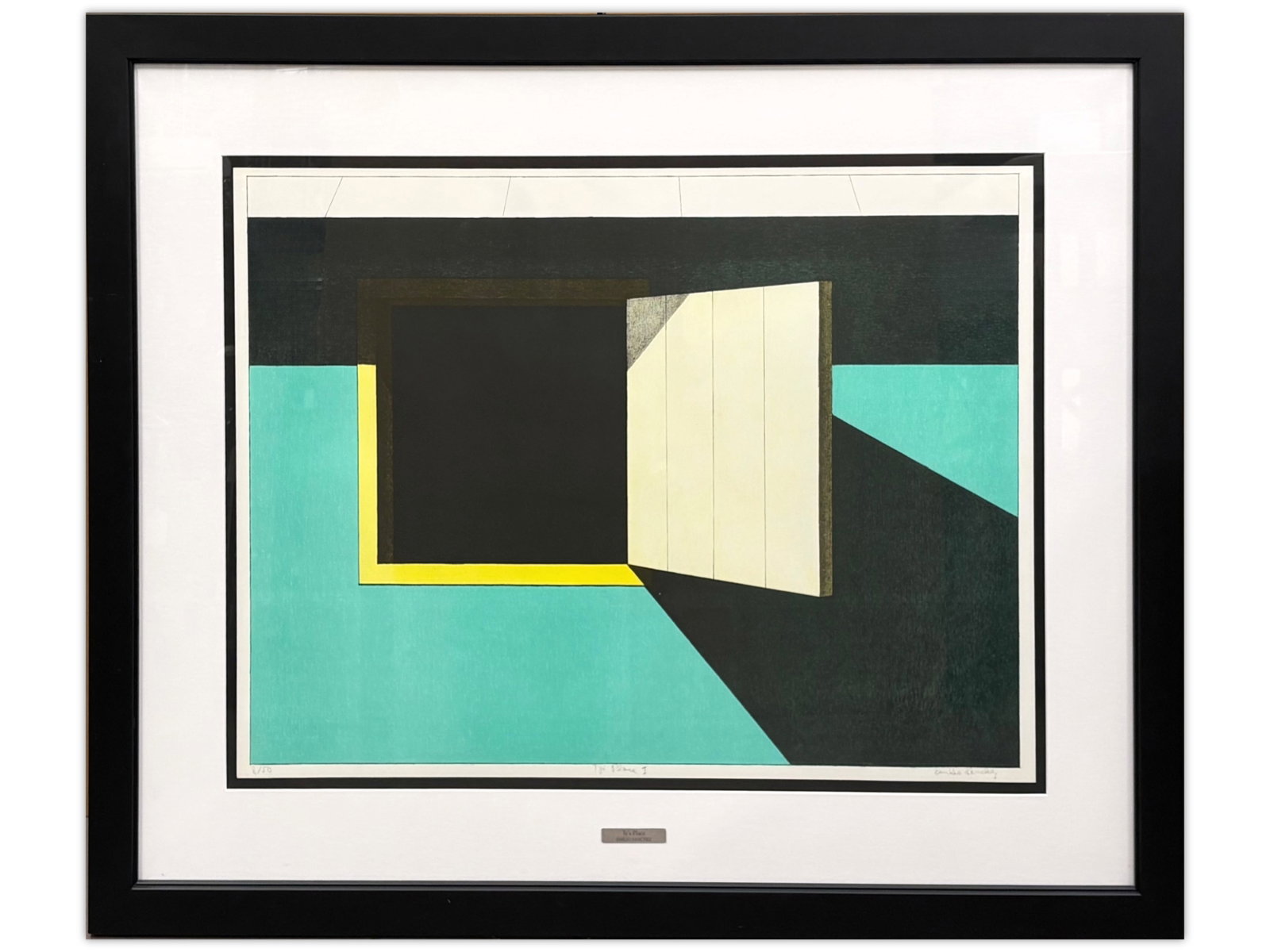 Emilio Sanchez, "Ty's Place" Signed Lithograph: Lithograph in colors by Emilio Sanchez (Cuban, 1921-1999), titled "Ty's Place I", circa 1970. Pencil signed, titled, and numbered 8/50 along the bottom edge. Sheet size seen approx. 31-1/8" x 22-3/4",