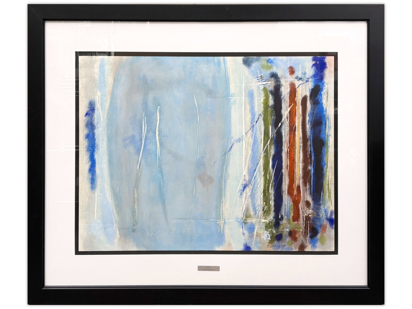 John Golding, Signed Pastel on Paper: Pastel on paper by John Golding (1929-2012), titled "82/3". Signed lower right. Sheet size seen approx. 29-3/8" x 21-1/2", overall frame size approx. 40-3/4" x 33". NOTE: This is a large framed