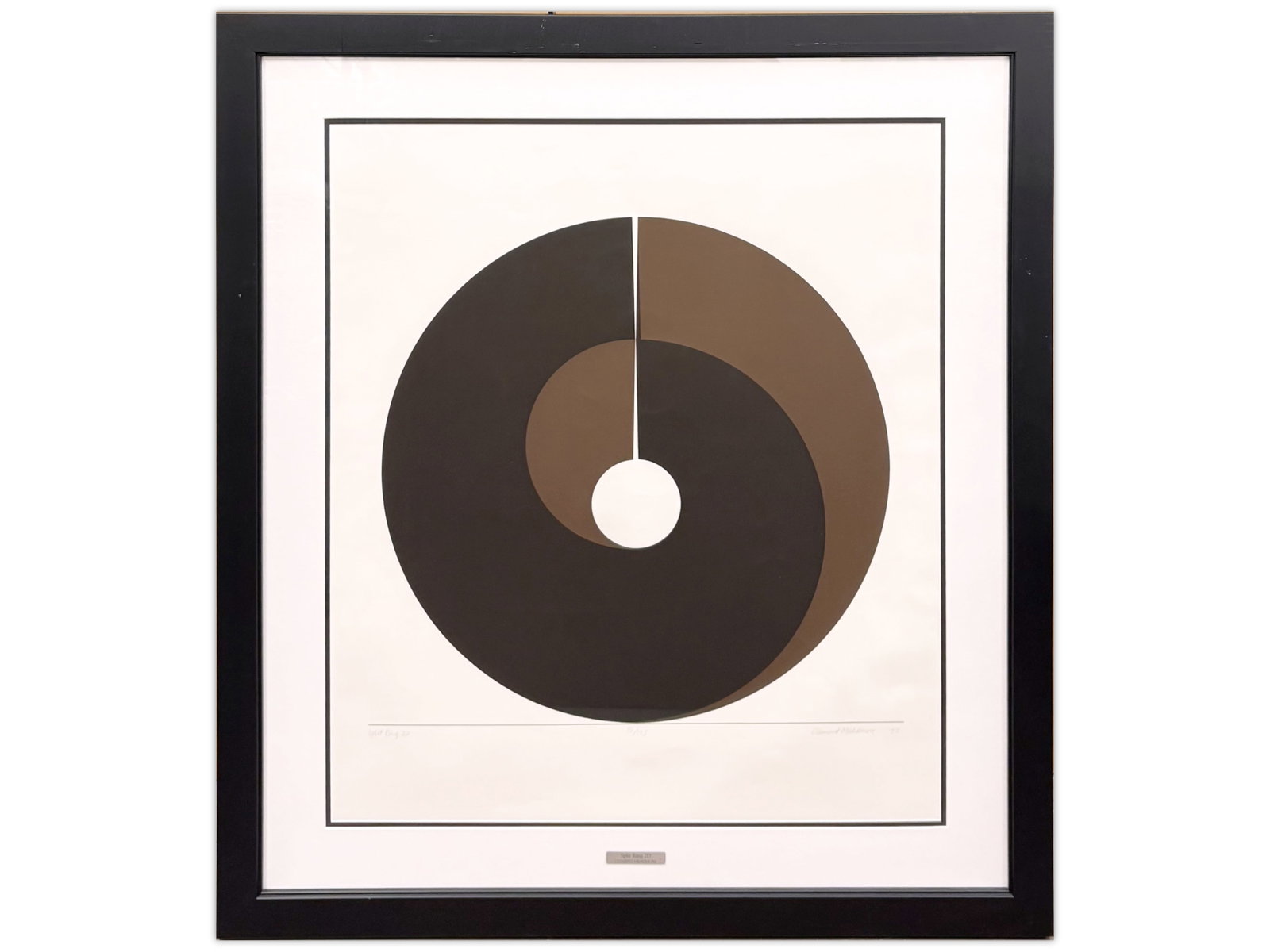 Clement Meadmore "Split Ring 2D" Serigraph 1972: Serigraph in colors by Clement Meadmore (Australia/American, 1929-205), titled "Split Ring 2D", 1972. Pencil signed, dated, titled, and numbered 72/125 along the bottom edge. Sight size seen approx. 2