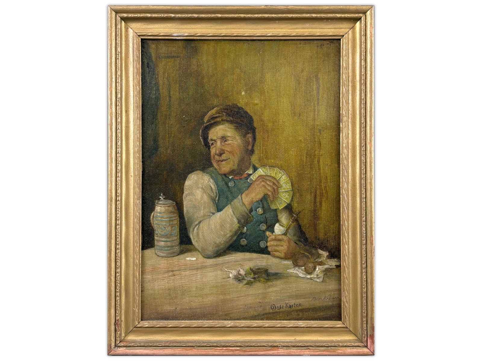 German Oil on Board Painting, Signed Peter Kramer (1 of 5)