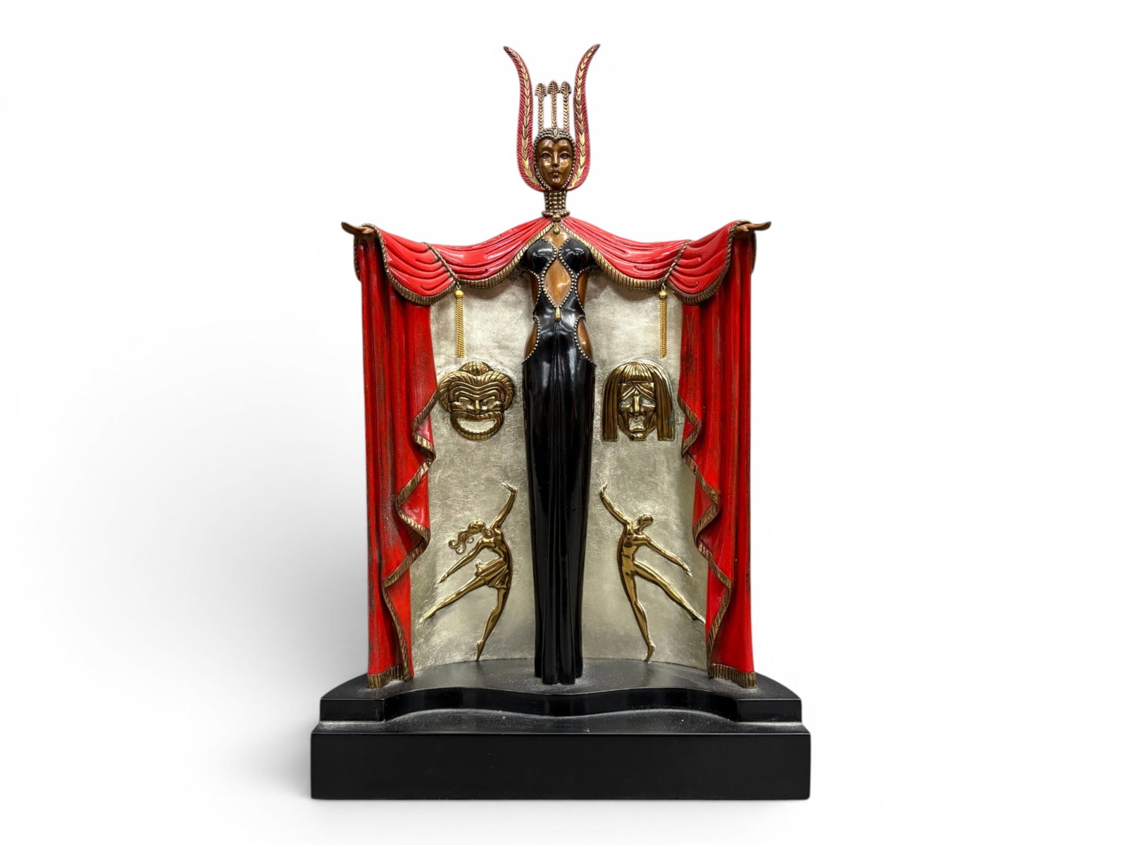 Erte Ltd Edition Bronze, "Broadway in Fashion": Erte (Romain de Tirtoff), Russian/French (1892-1990). Limited edition bronze sculpture, titled "Broadway in Fashion", numbered 354/375. Approx. 24" x 15 x 7". Published by Chalk & Vermilion Seven