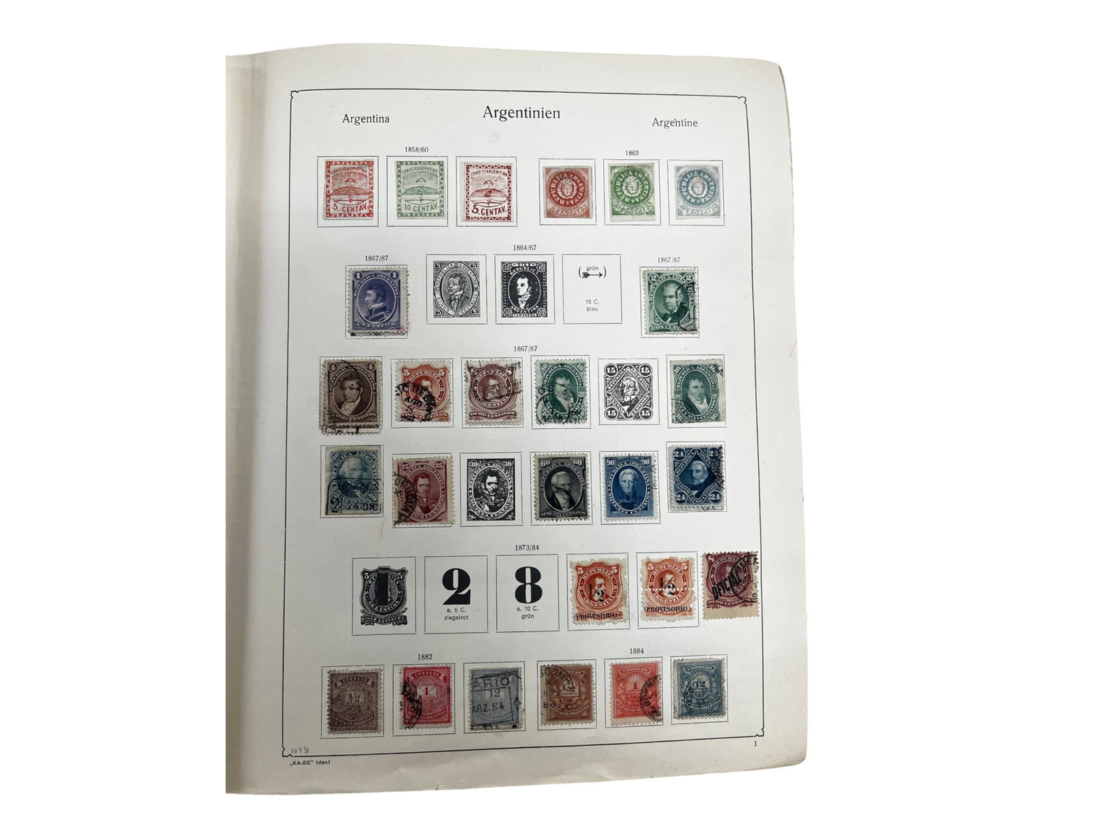 Early German Album with Foreign Stamps: Mostly South America, U.S., including Kansas Nebraska sets mint, higher value earlier issues, British etc. Mint and Used 19th-20th century. See images for a sampling of material. Shipping: Weiss