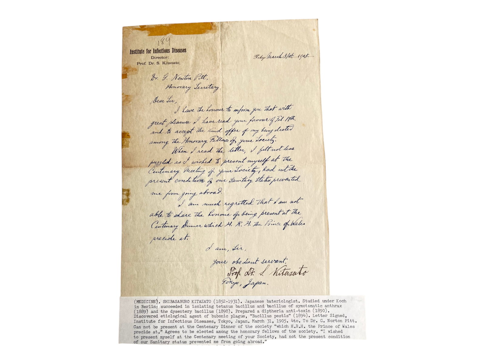 Medical & Yellow Fever Letters (1 of 2)