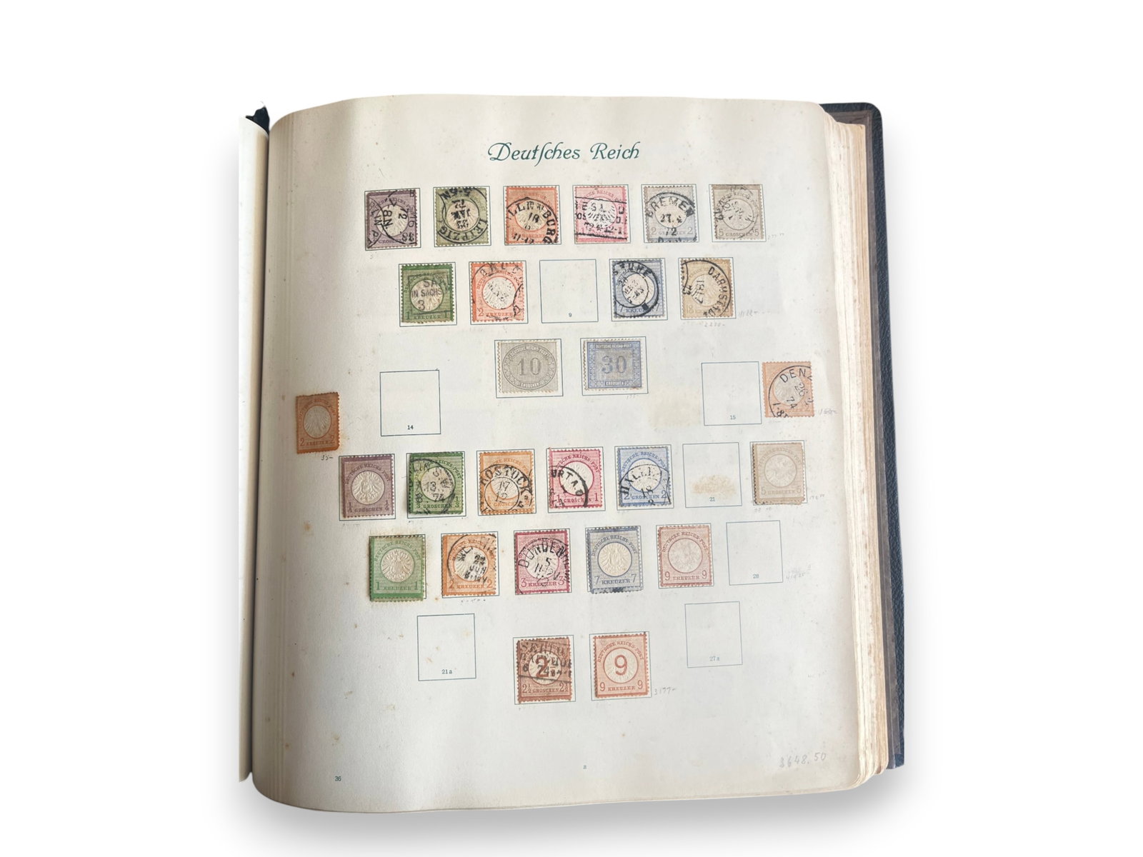 Old-Time Germany Stamp Collection: Four-album Germany collection housed in two springback albums and two stock books. Includes 19th and early 20th century issues, semi-postals, airmails, Saar, Danzig, colonies, and both mint and used m