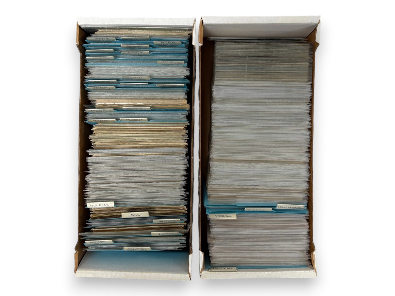 Estate Postcard Lot Mixed Topics: Estate collection of approximately 500+ vintage postcards of various topics. Includes Thanksgiving, Transportation, Prisons, and substantial grouping of different Railroads including Amtrak, B&O,