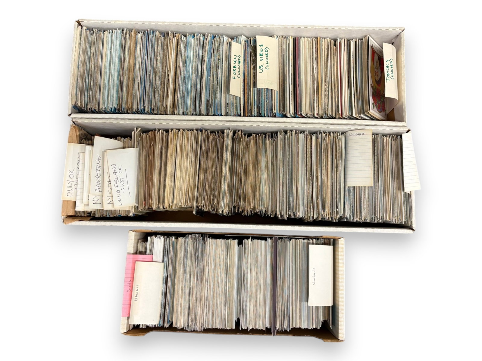 Estate Postcard Collection, Topicals, US & Foreign: Estate collection of approximately 800-1500 postcards featuring a range of topical subjects, along with US Views, Foreign Views, Greetings, and much more. Also includes large grouping of windmill post