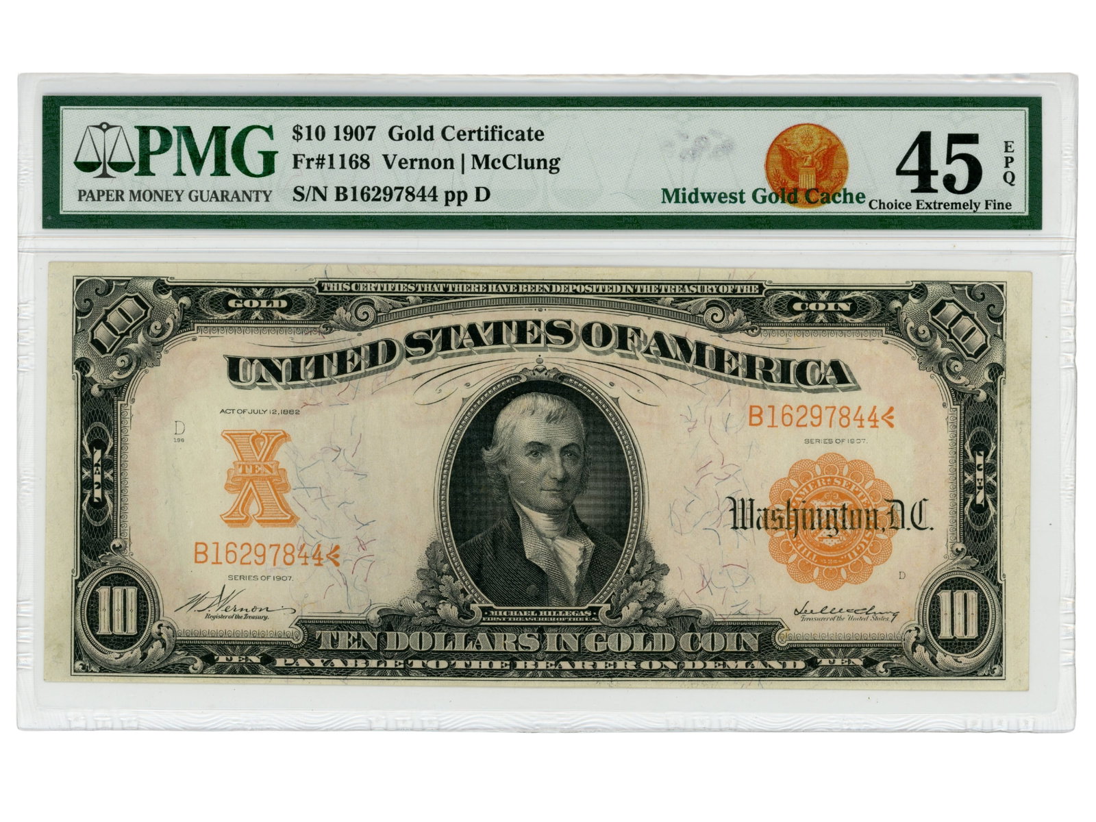 Fr. 1168 $10 Gold Cert PMG 45 EPQ (1 of 2)