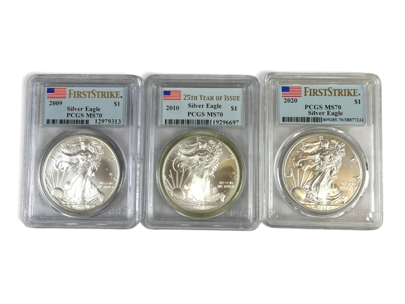 (9) Graded MS70 Silver Eagles - 2