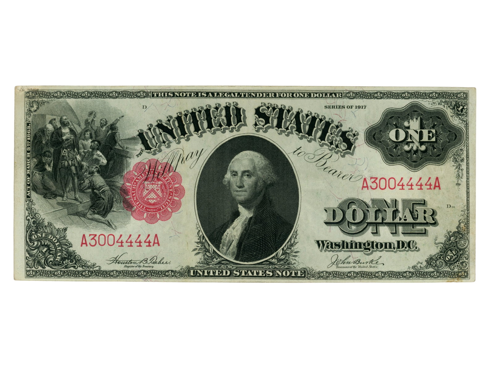 Fr. 36 1917 $1 Legal Tender Note: Fr. 36 1917 $1 Legal Tender Note. Ungraded. See images for condition. Shipping: Weiss Auctions offers full-service, in-house shipping for nearly all items in this auction. For a shipping quote,