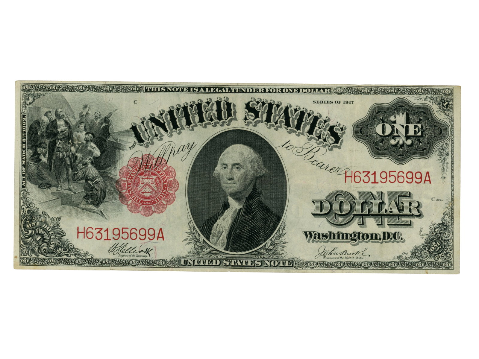 Fr. 37 1917 $1 Legal Tender Note: Fr. 37 Series of 1917 $1 Legal Tender Note. Ungraded. See images for condition. Shipping: Weiss Auctions offers full-service, in-house shipping for nearly all items in this auction. For a shipping