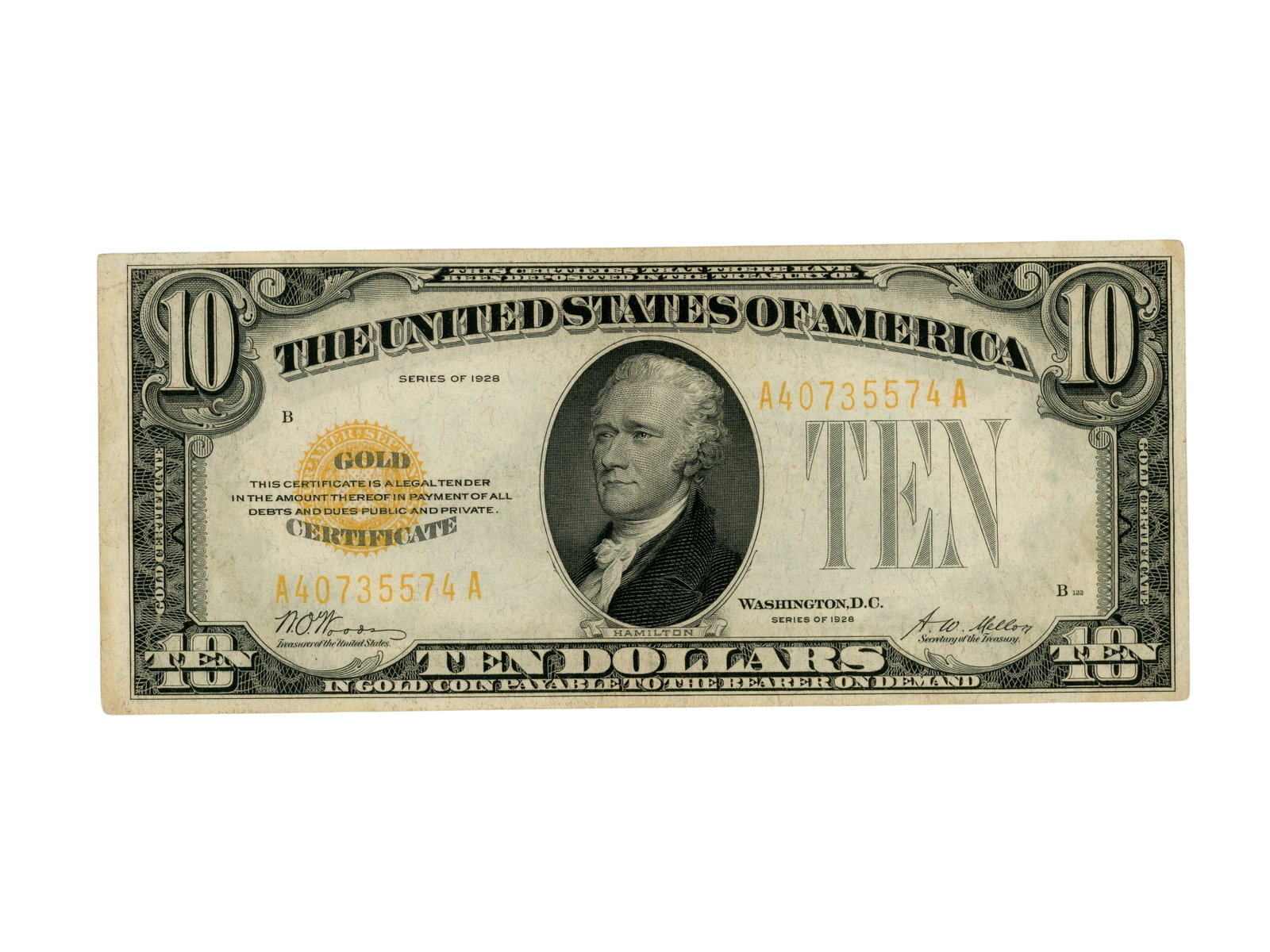 Fr. 2400 $10 Gold Certificate: Fr. 2400 $10 Small Size Gold Certificate. Ungraded. See images for condition.n. Shipping: Weiss Auctions offers full-service, in-house shipping for nearly all items in this auction. For a shipping