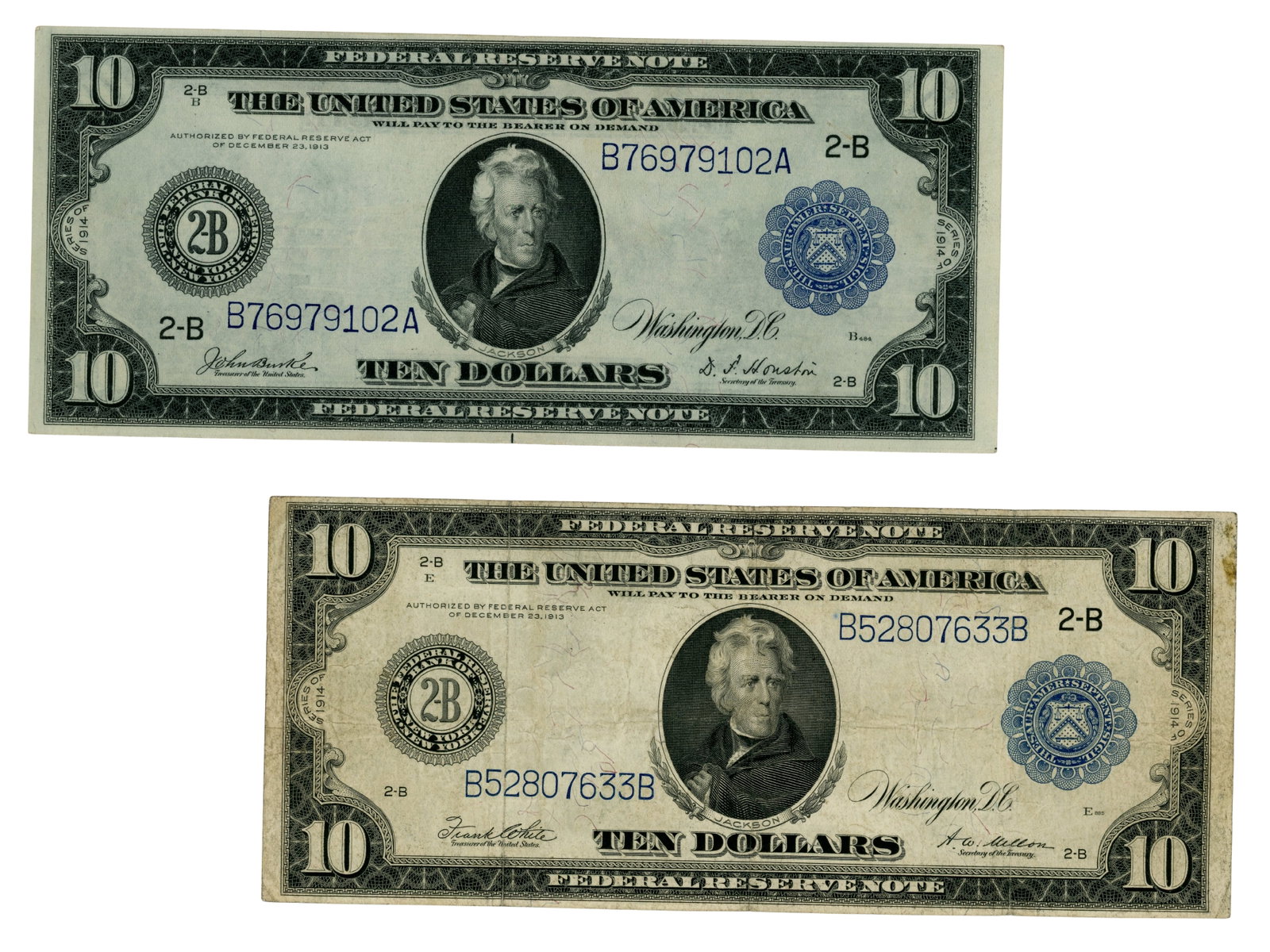(2) $10 Federal Reserve Notes (1 of 5)