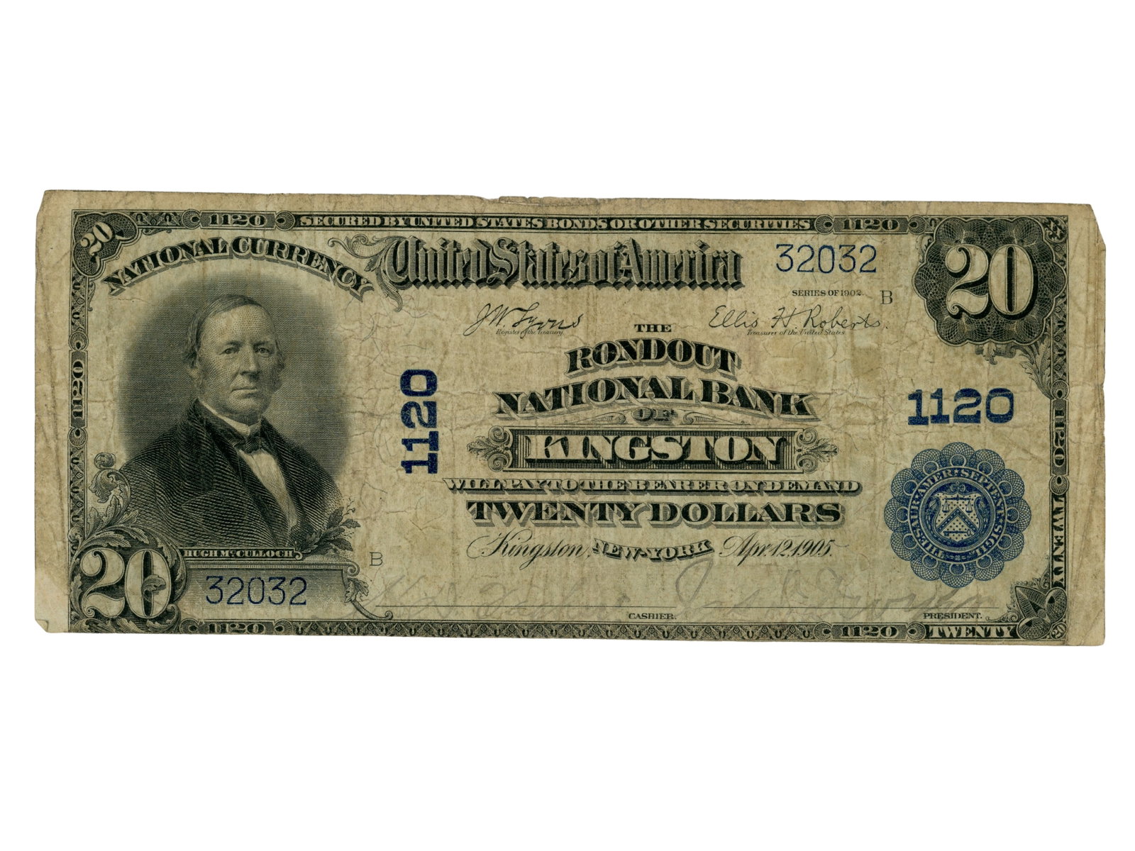 Fr. 650 Kingston NY $20 National: Fr. 650 $20 National Currency note from Rondout National Bank of Kingston, New York. Ungraded. See images for condition Shipping: Weiss Auctions offers full-service, in-house shipping for nearly all i