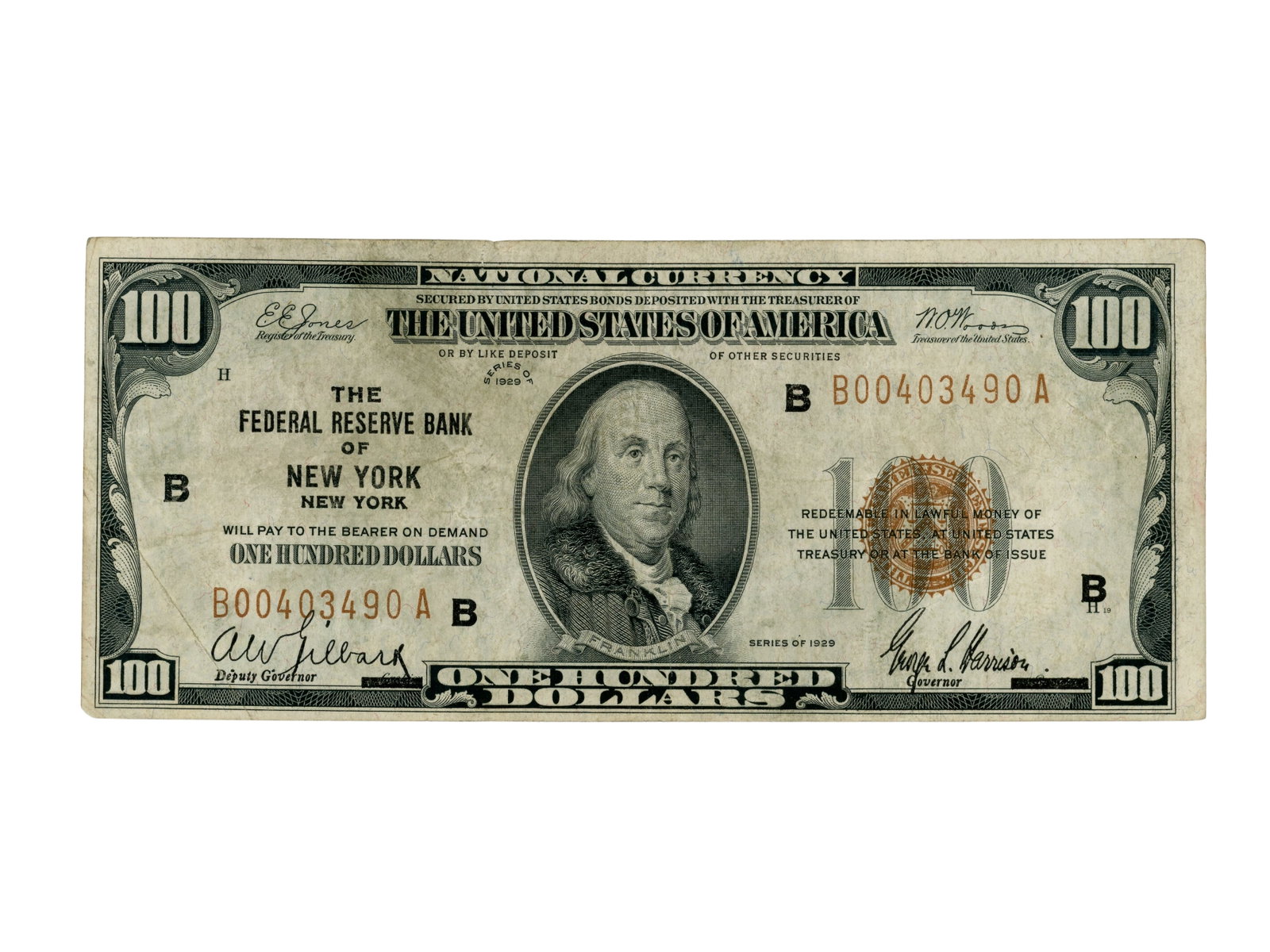 Fr. 1890-B $100 Federal Reserve Note: Fr. 1890-B $100 Federal Reserve Note from the Federal Reserve Bank of New York. Ungraded. See images for condition. Shipping: Weiss Auctions offers full-service, in-house shipping for nearly all