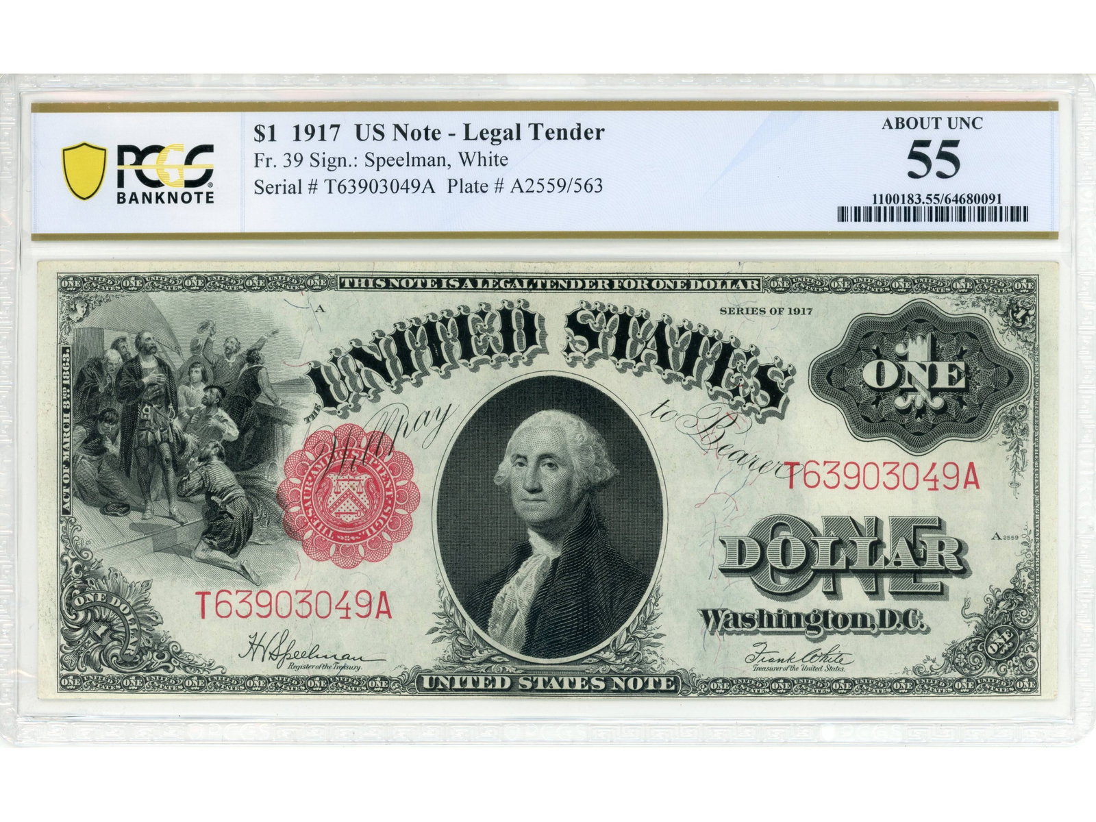 Fr. 39 $1 1917 US Note PCGS AU 55: Fr. 39 $1 1917 US Note - Legal Tender PCGS Banknote About Uncirculated 55 #64680091. Shipping: Weiss Auctions offers full-service, in-house shipping for nearly all items in this auction. For a