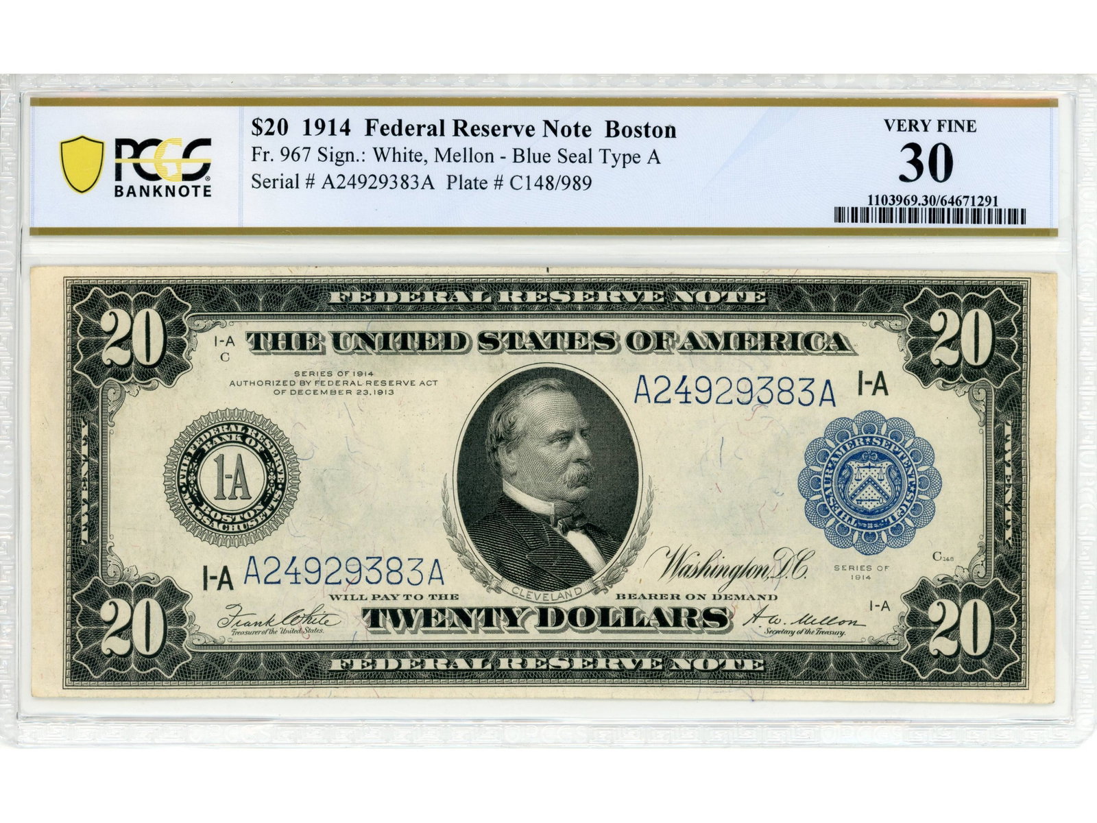 Fr. 967 $20 1914 Fed Reserve Boston PCGS VF 30 (1 of 2)
