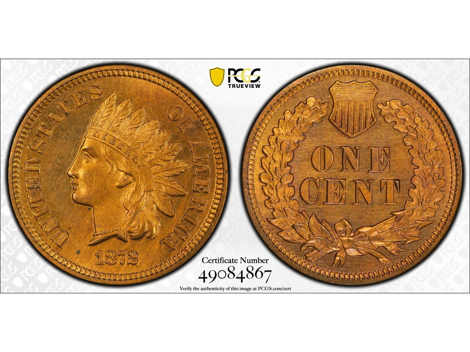 1872 1C Proof Graded PCGS PR62RB (1 of 4)