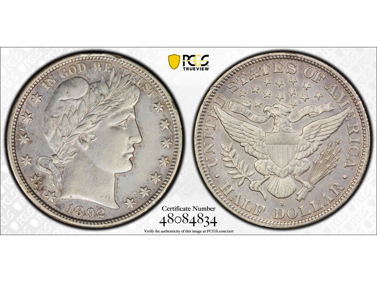 1892-S 50C Graded PCGS XF45: 1892-S Barber half dollar graded PCGS XF45. PCGS #48084834. Shipping: Weiss Auctions offers full-service, in-house shipping for nearly all items in this auction. For a shipping quote, please contact u