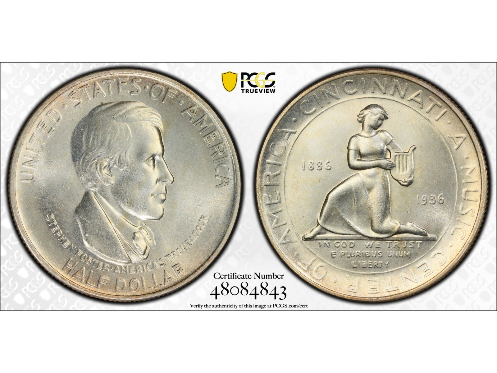 1936 Cincinnati Commemorative 50C PCGS MS65: 1936 Cincinnati Commemorative Half Dollar graded PCGS MS65. PCGS #48084843. Shipping: Weiss Auctions offers full-service, in-house shipping for nearly all items in this auction. For a shipping quote, 