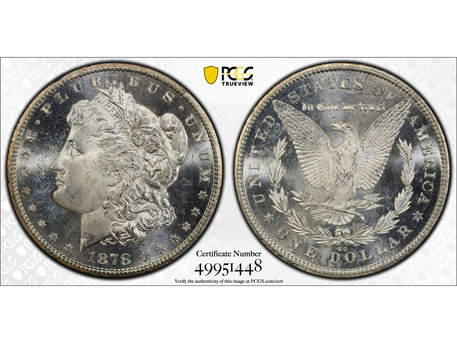 1878-CC $1 Graded PCGS MS64: 1878-CC Morgan silver dollar graded PCGS MS64. PCGS #49951448. Shipping: Weiss Auctions offers full-service, in-house shipping for nearly all items in this auction. For a shipping quote, please contac