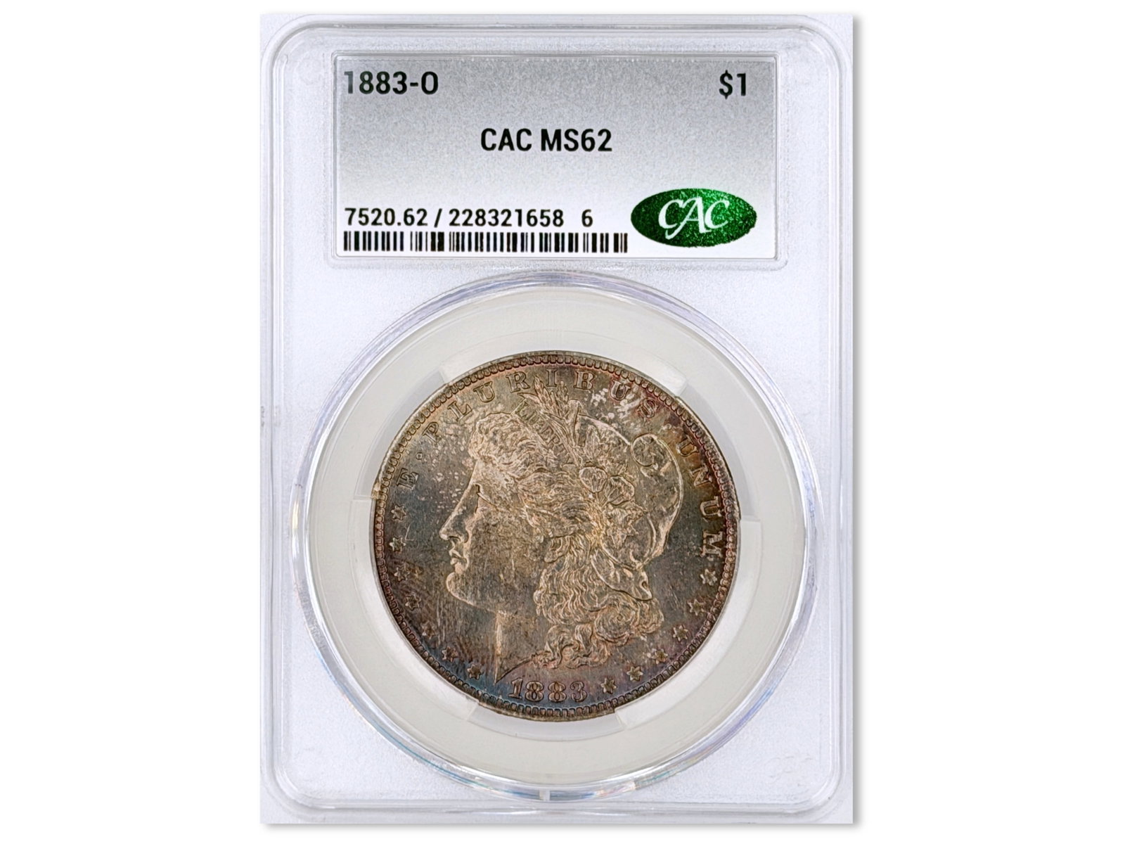 1883-O $1 Graded CAC MS62: 1883-O silver dollar graded CAC MS62. CAC #228321658. Nicely toned. Shipping: Weiss Auctions offers full-service, in-house shipping for nearly all items in this auction. For a shipping quote, please c