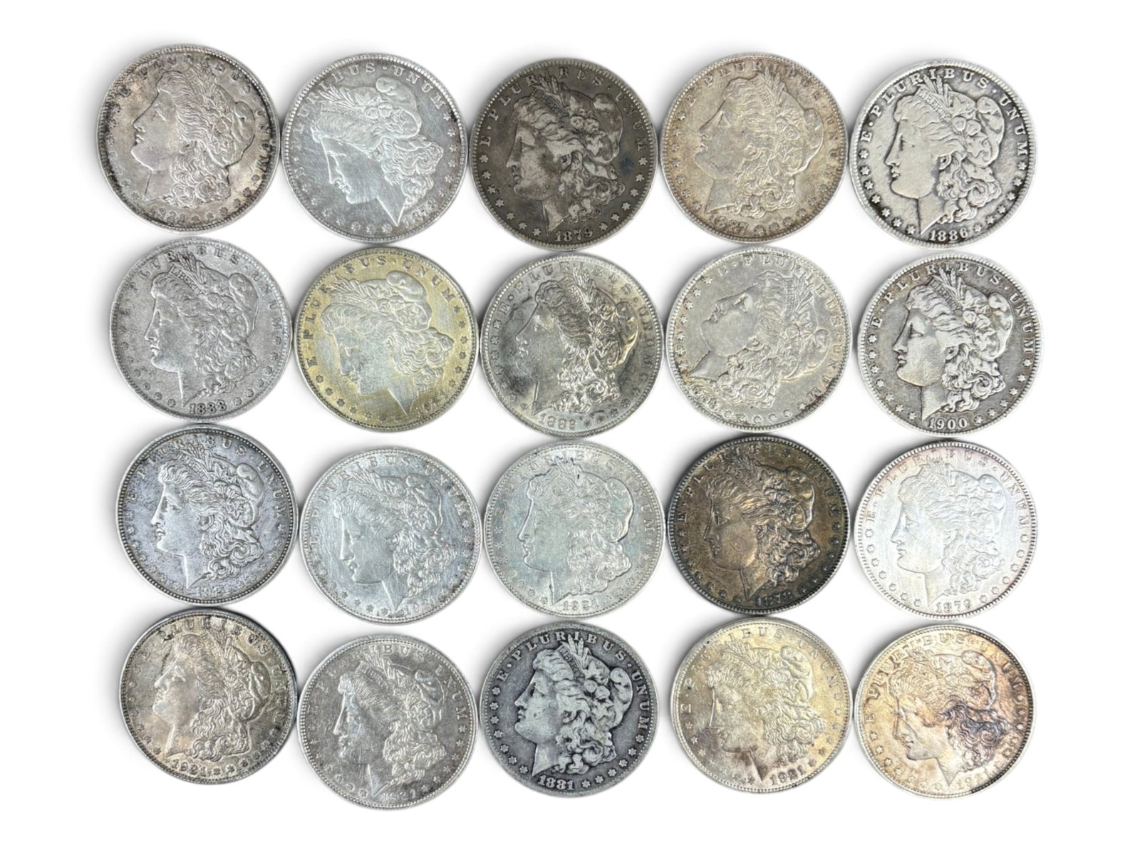 (20) Morgan Dollars: 20 Morgan silver dollars with mixed dates and conditions. Shipping: Weiss Auctions offers full-service, in-house shipping for nearly all items in this auction. For a shipping quote, please contact us