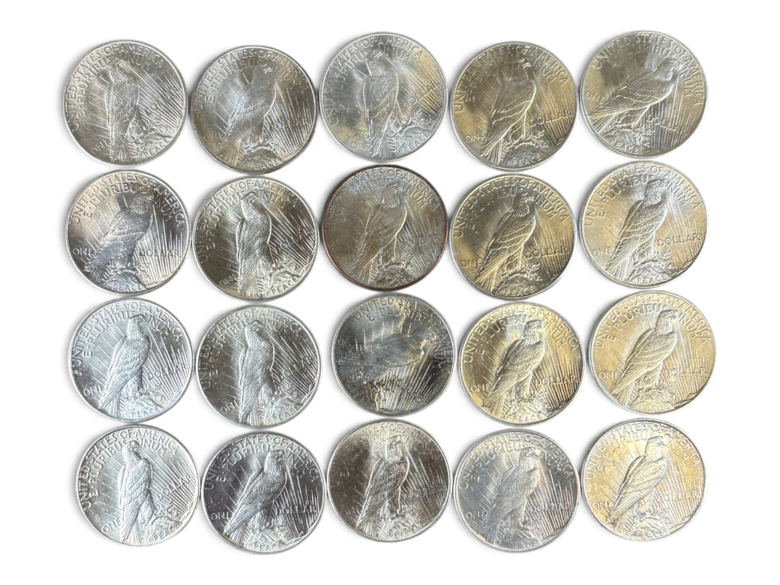 (20) 1925 Peace Dollars - 2