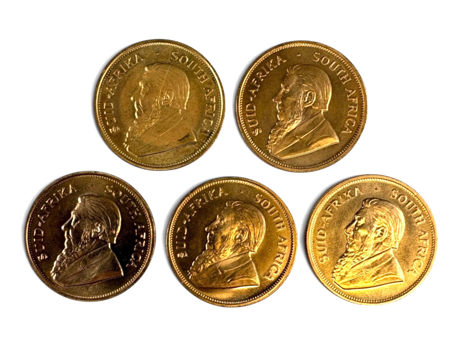 (5) 1 ozt Gold Krugerrands: 5 1ozt Gold Kruggerands. Mixed dates. See Images. This lot is being offered on behalf of the Kings County Public Administrators Office from the Estate of Michael Amodeo (PA#201116) DE8553970. Shipping