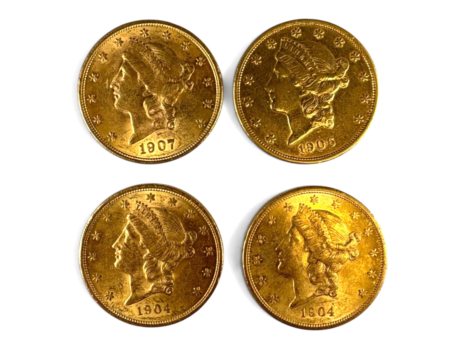 (4) $20 Gold Liberty Head Coins (1 of 2)