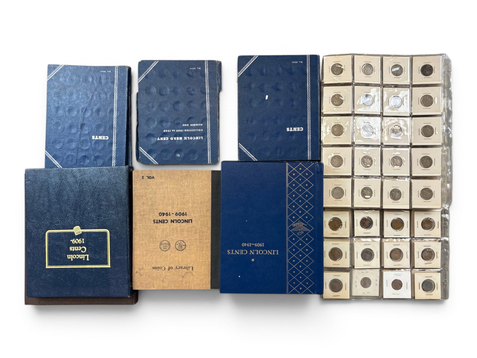 Estate U.S. Coin Collection: Estate coin collection including (7) Large Cents and a variety of U.S. coins, many housed in collector books. Includes Indian Head Cents, Lincoln Cents, Liberty Head Nickels, Buffalo Nickels, Jefferso