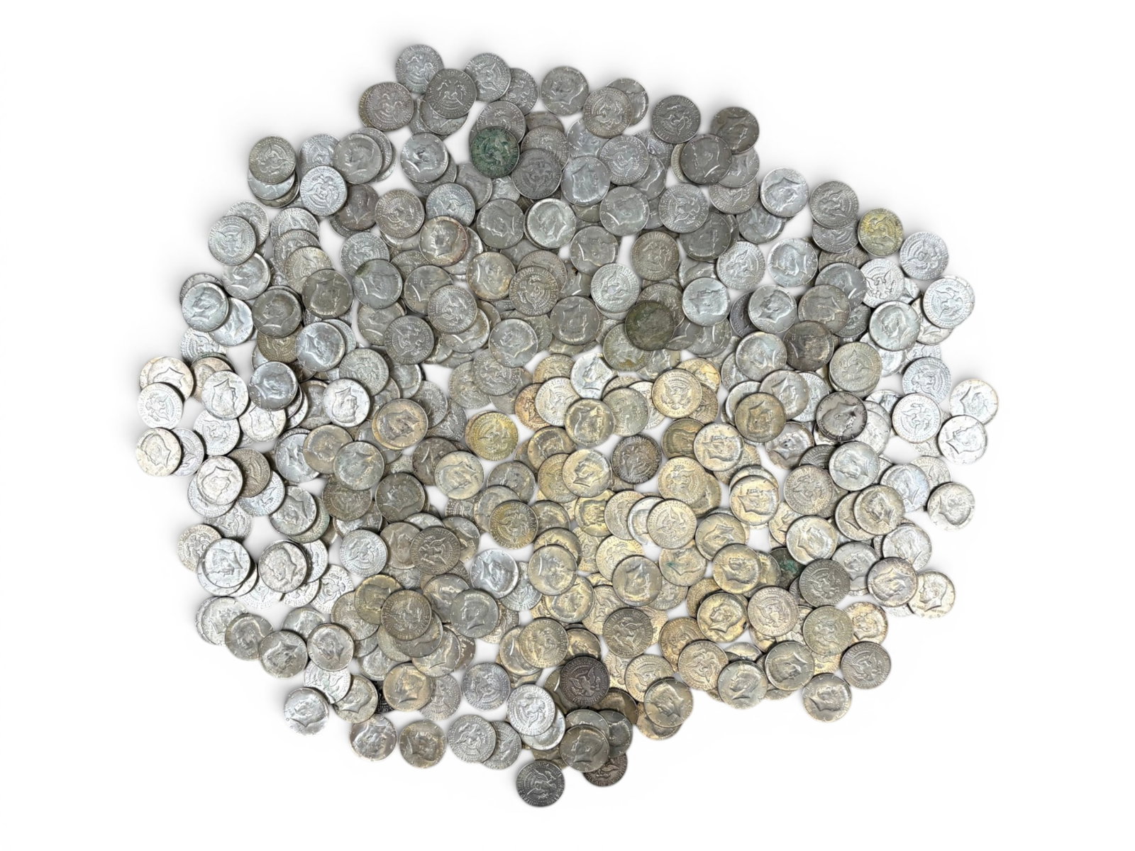 Collection of 40% Silver Half Dollars: Collection of 427 40% Kennedy Silver Half Dollars (1965-1969). Mixed condition. See images. Shipping: Weiss Auctions offers full-service, in-house shipping for nearly all items in this auction. For a 