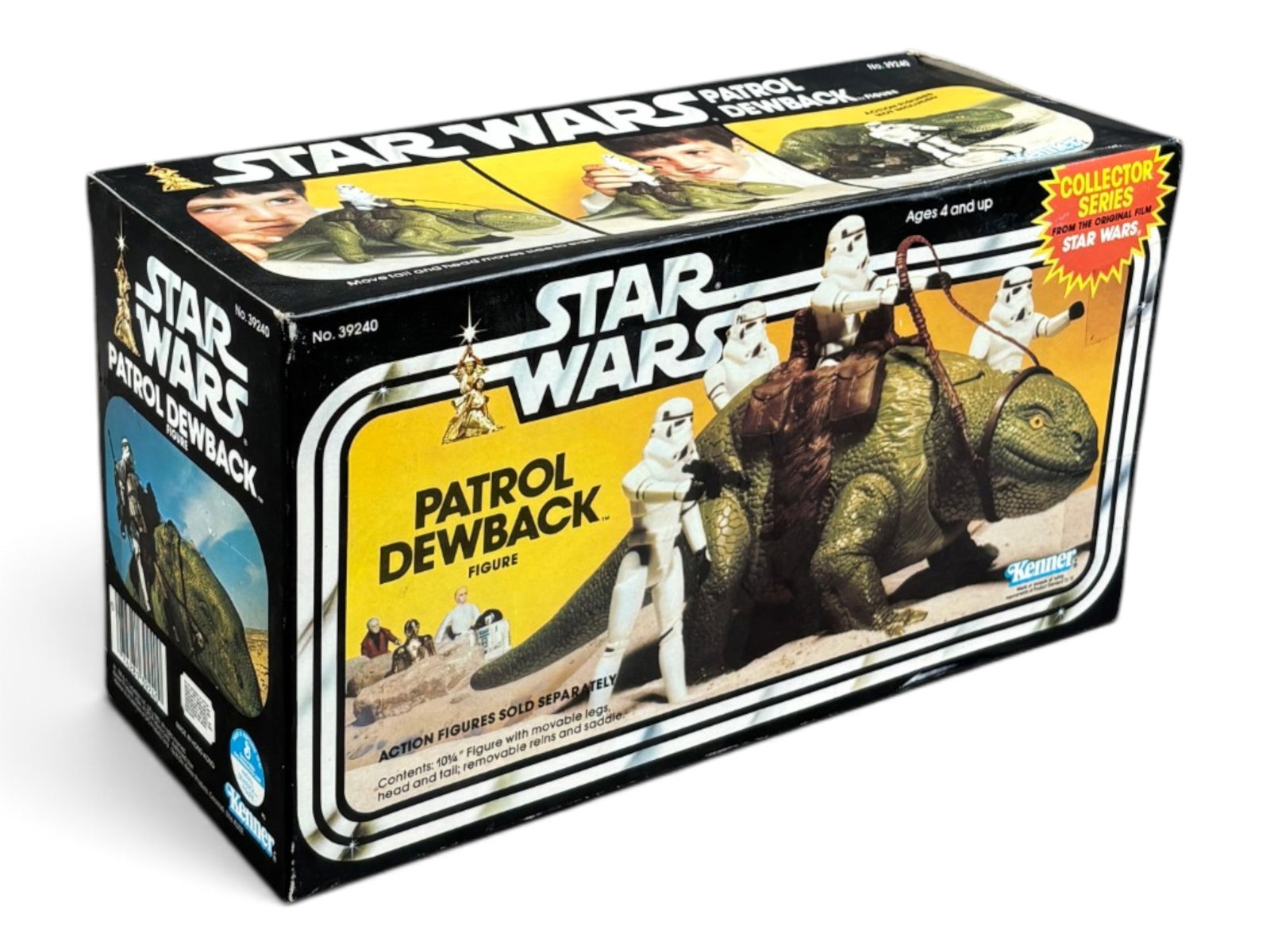 1983 Star Wars Patrol Dewback, Kenner, Boxed: Vintage and Original, Star Wars "Dewback Patrol" by Kenner, 1983. Collector Series box. Box appears to be factory taped and sealed at each end, and shows light edge and corner wear, light creases, and